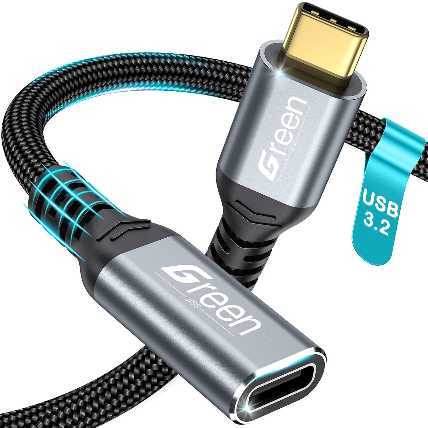 USB C Extension Cable, 1.5Ft 3.3Ft 5Ft 6.6Ft 10Ft, 20Gbps/4K@60Hz Video USB3.2 U