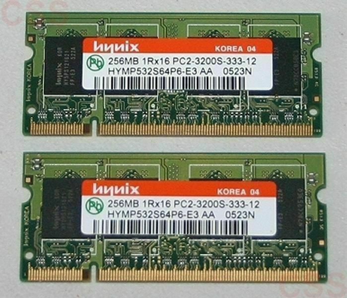 RAM Hynix PC2-3200S 256 MB 1Rx16 (Two Pieces 512 MB Total) Computer Memory