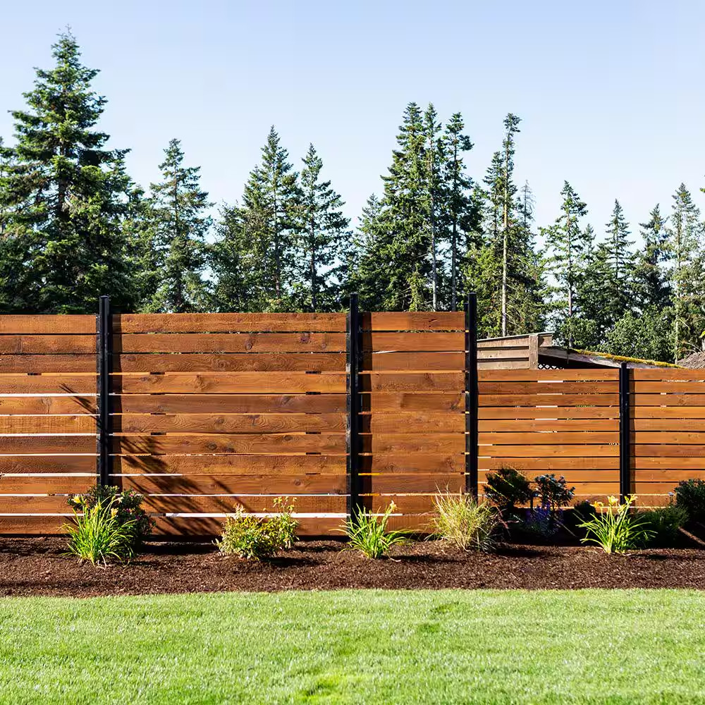 Modular Fencing 76 In. H Matte Black Aluminum Hard Surface Post for a 6 Ft. H Ou