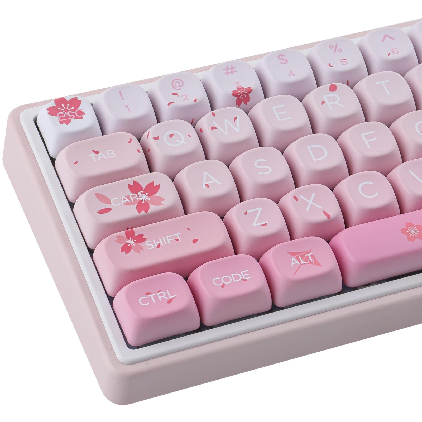 Cherry Blossom MOA Keycaps Pink Sakura 129 Keys Cute PBT Custom Keycaps Set