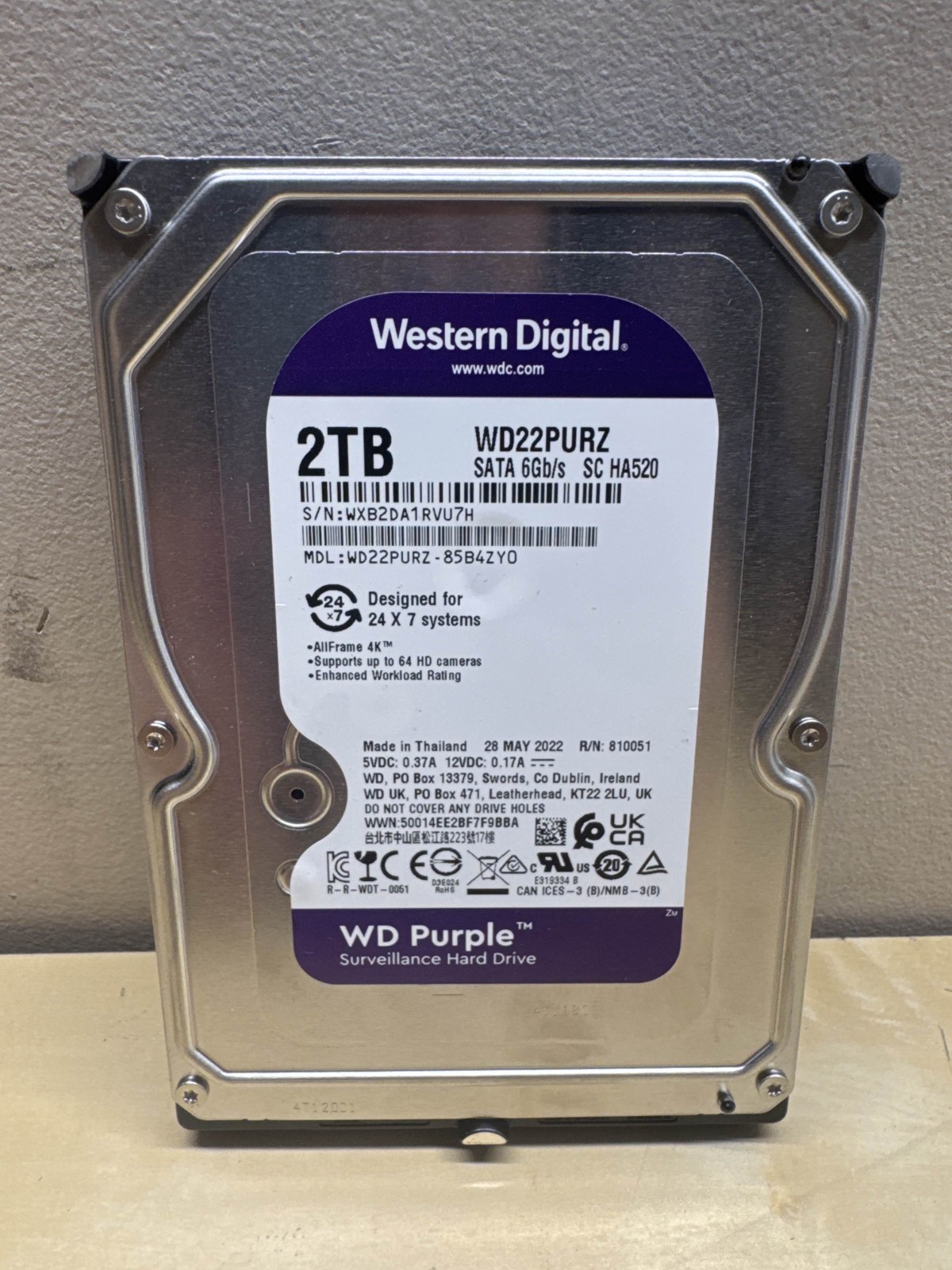 Western Digital WD20PURZ WD Purple 2TB Surveillance Hard Drive