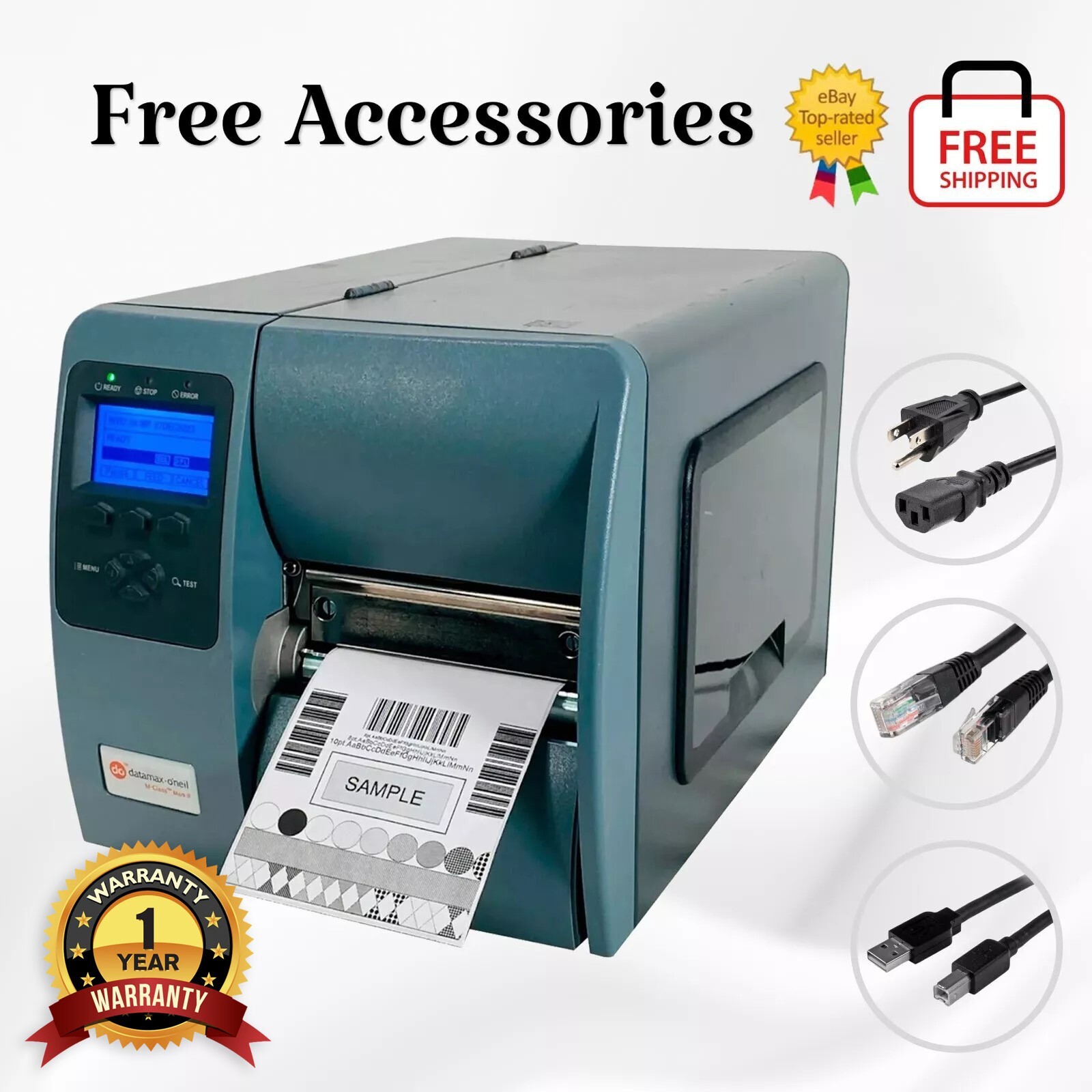 Datamax M-4210 Thermal Transfer Barcode Printer USB LAN Serial 1 YR WARRANTY