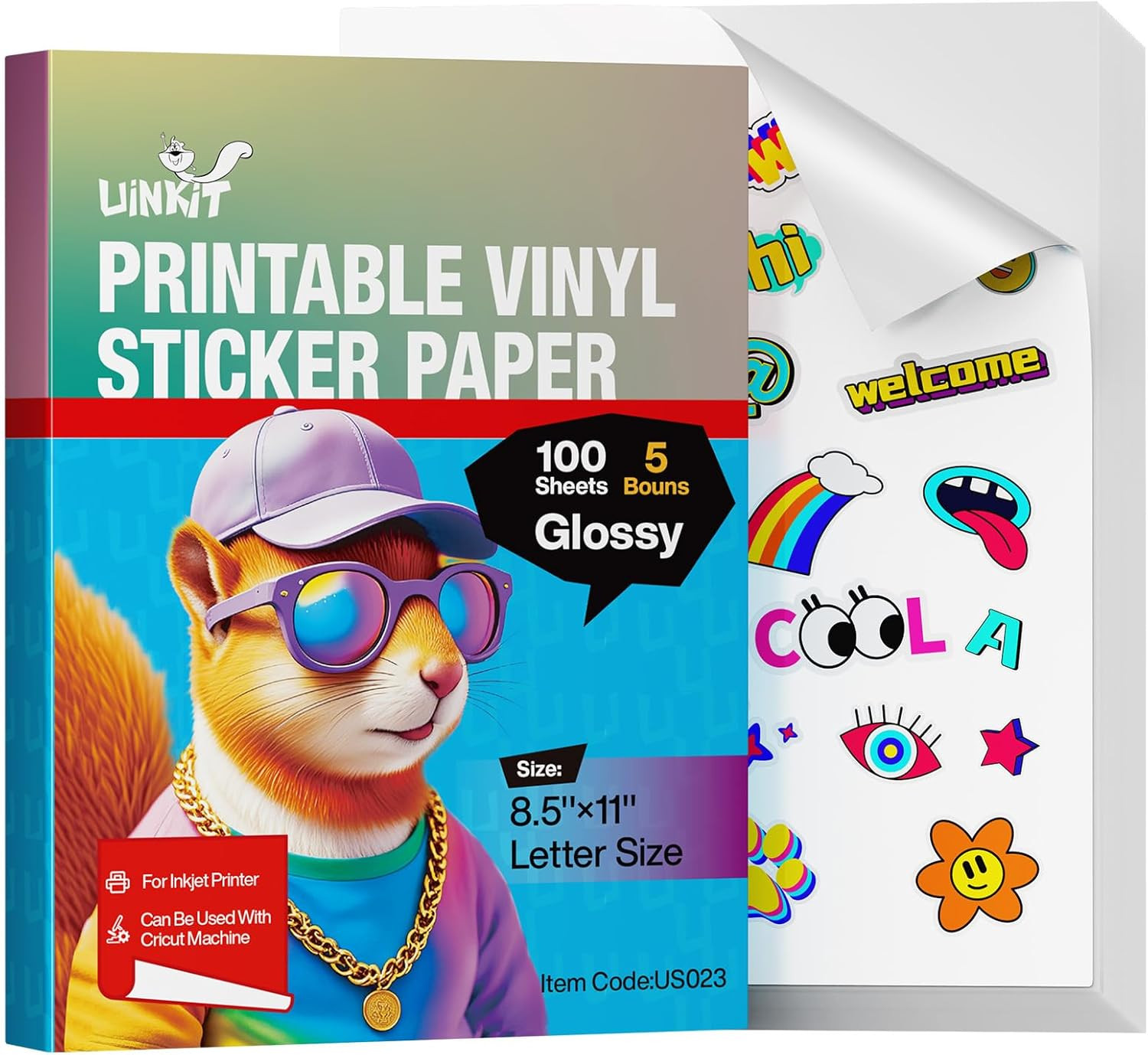 105 Sheets Premium Printable Vinyl Sticker Paper for Inkjet Printer