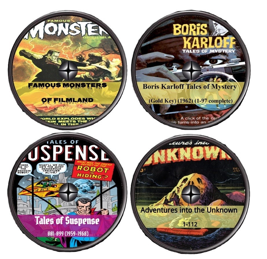 4 DVD ROMS  Tales of Mystery, Famous Monsters, Tales of Suspense, Adventures 