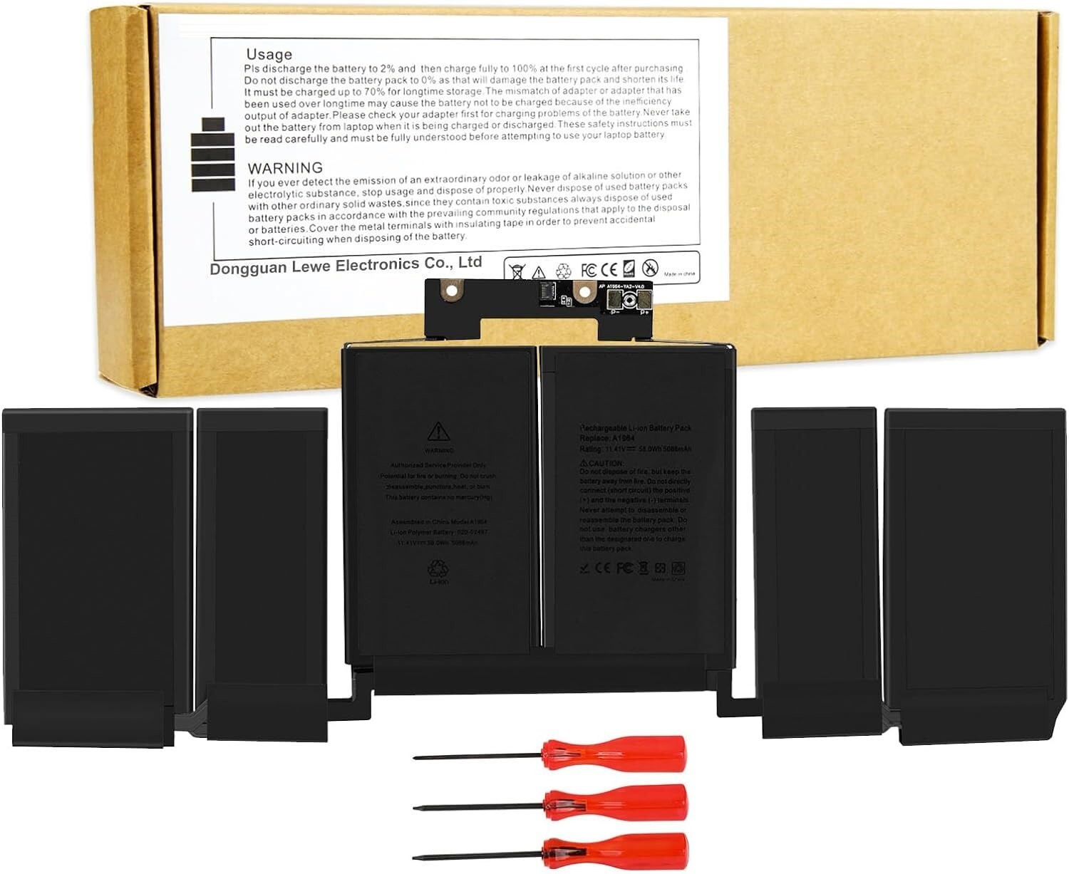 A1964 A1989 A2251 Battery for Macbook Pro 13 inch Mid 2018 2019 2020 58Wh
