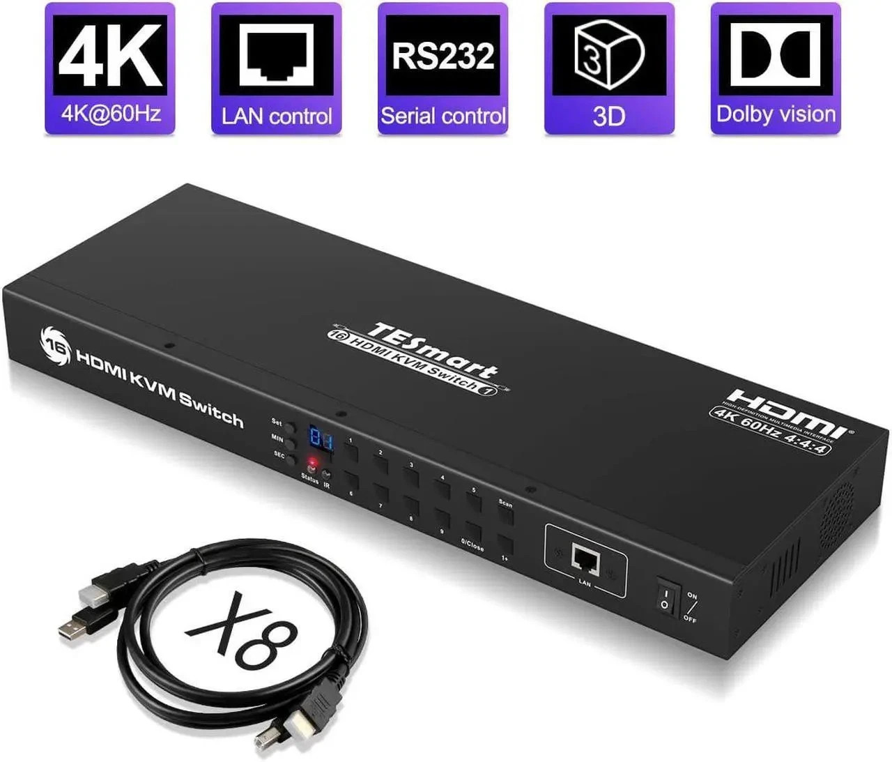 TESmart 16x1 HDMI KVM Switch 16 Port Enterprise Grade 1080P HD HKS1601A1U