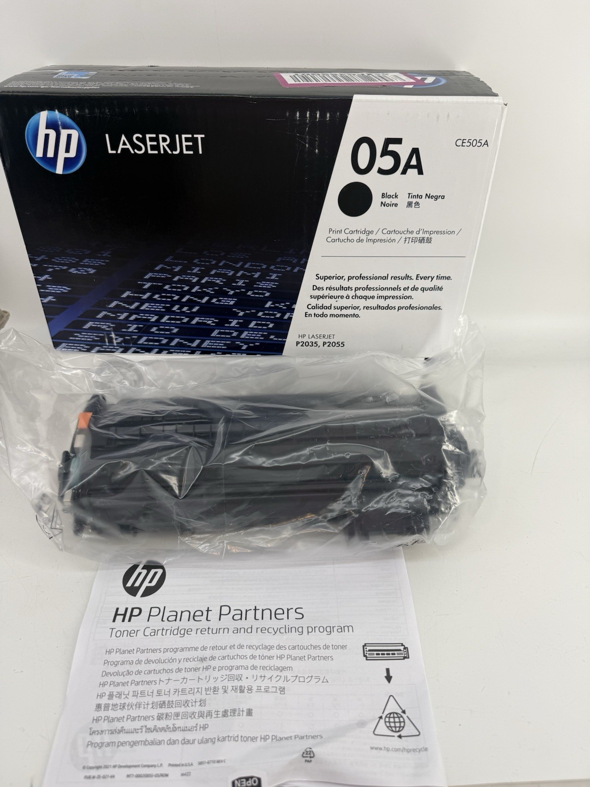 HP 05A CE505A Black Toner Cartridge Genuine OEM LaserJet P2035 P2055 Sealed Bag