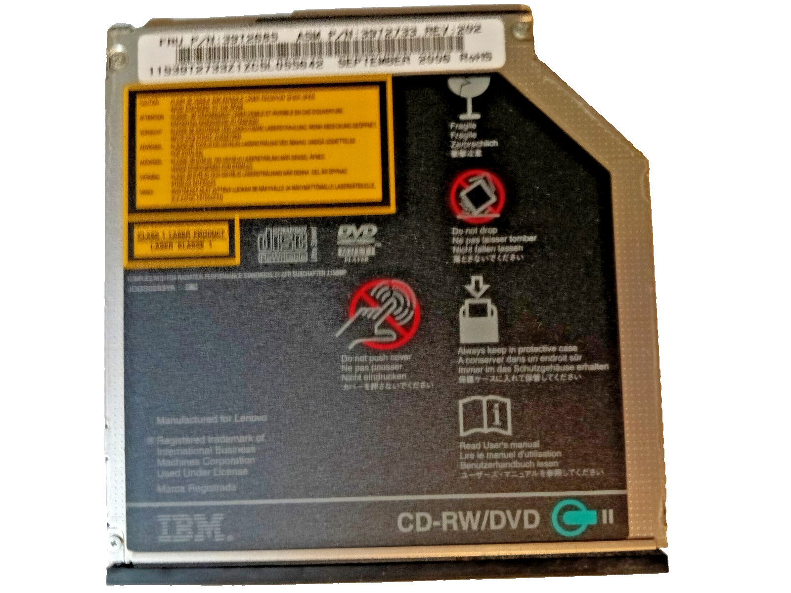 OEM IBM ThinkPad T60 T61 UltraBay Slim CD-RW DVD Combo Drive 39T2685 39T2733