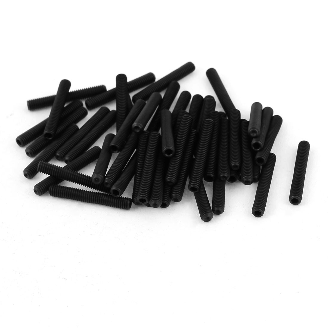 50Pcs M3 x 20mm Alloy Steel Hex Socket Set Grub Screws Headless Cup Point Black