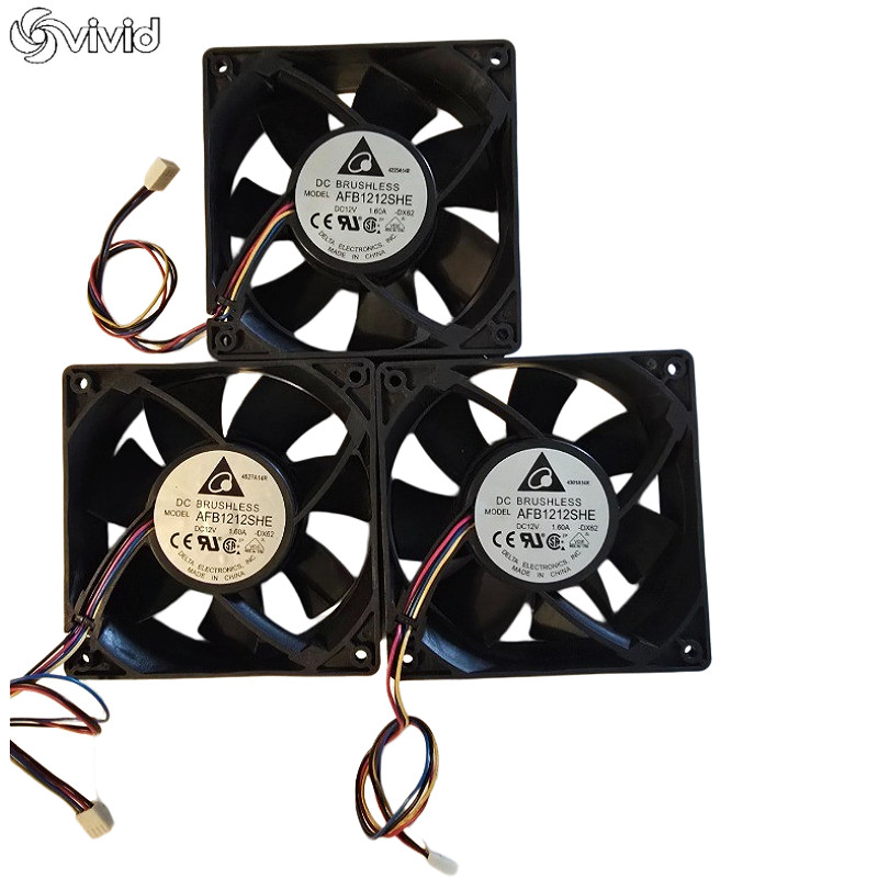 (Lot of 3) Delta DC Brushless Fan Motor AFB1212SHE 120mm X 38mm PWM Server Fan
