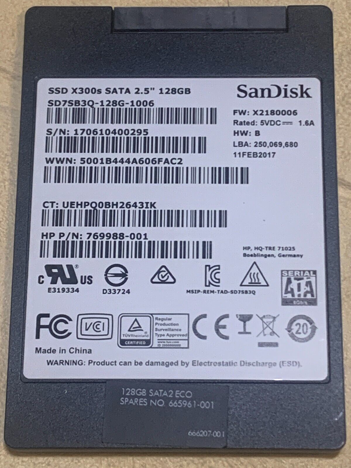Lot of  20 SanDisk SD7SB3Q-128G-1006 X300s 128GB 2.5 in SATA  SSD