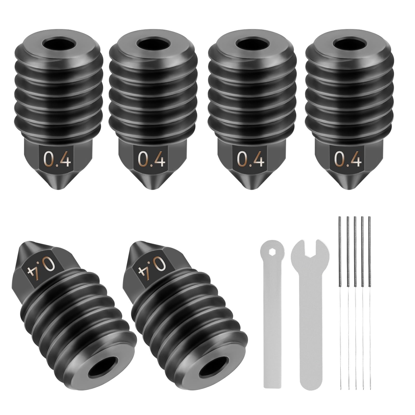 6PCS 0.4mm Hardened Steel Nozzle Kit for Bambu Lab X1/P1 3D Printers
