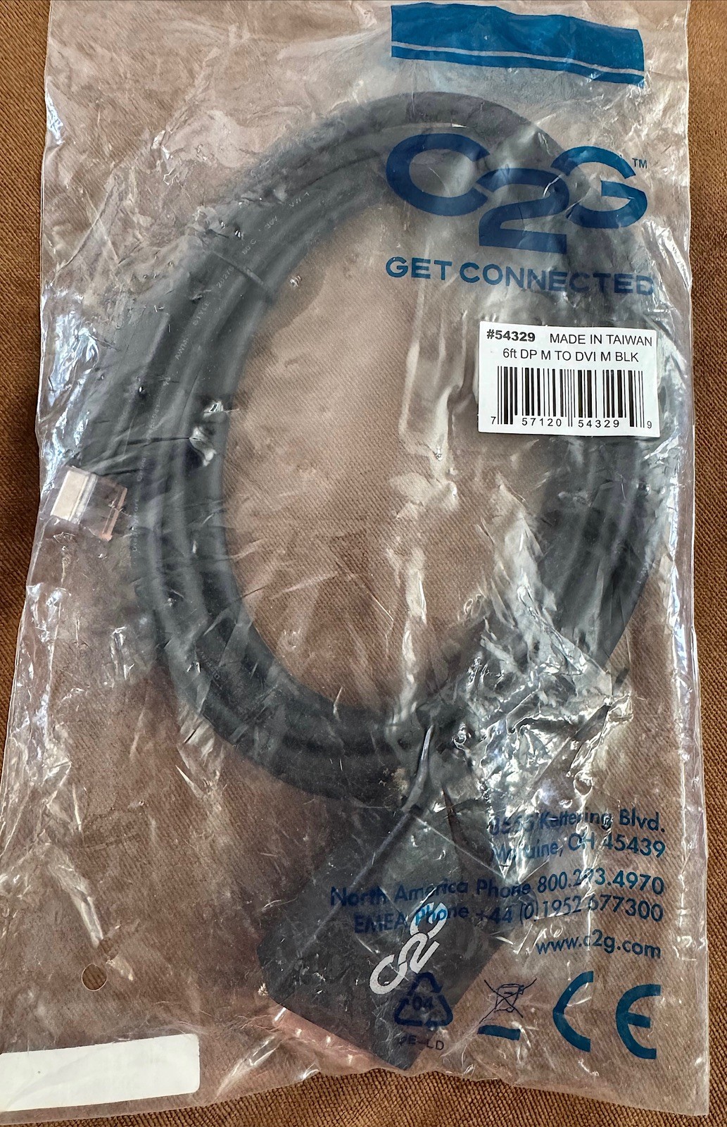 C2G 54329 6ft DisplayPort to DVI Cable DP to DVI-D Male to Male Sealed