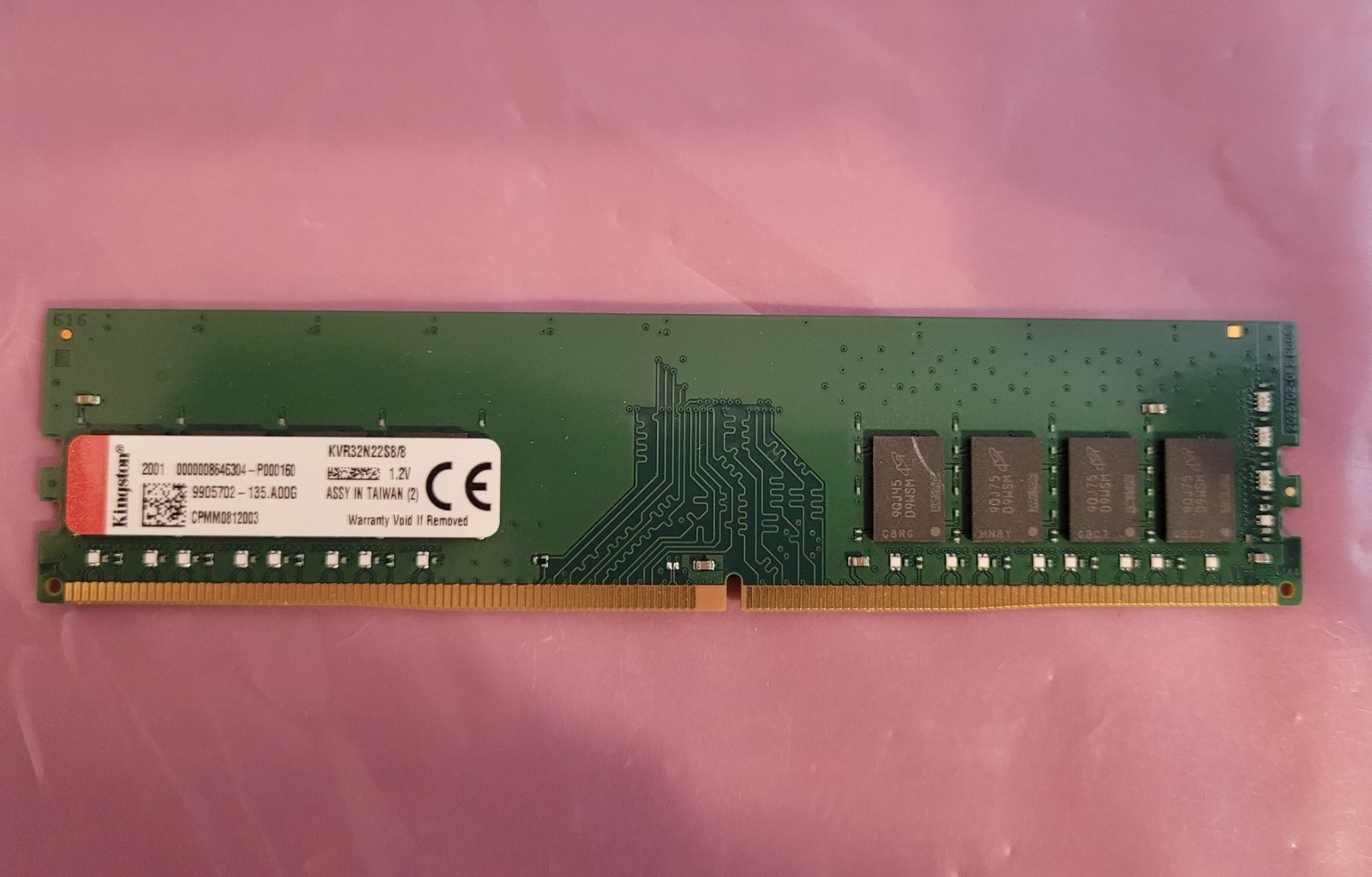 Kingston 8GB PC4 3200 DDR4 25600 DDR4 3200MHz 1Rx8 1.2V Desktop RAM Memory