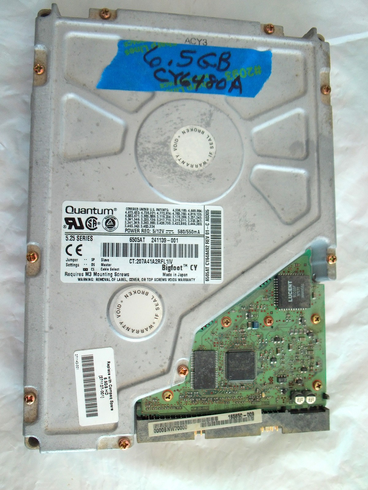 VINTAGE Quantum Bigfoot Hard Drive 6505AT 241139-001