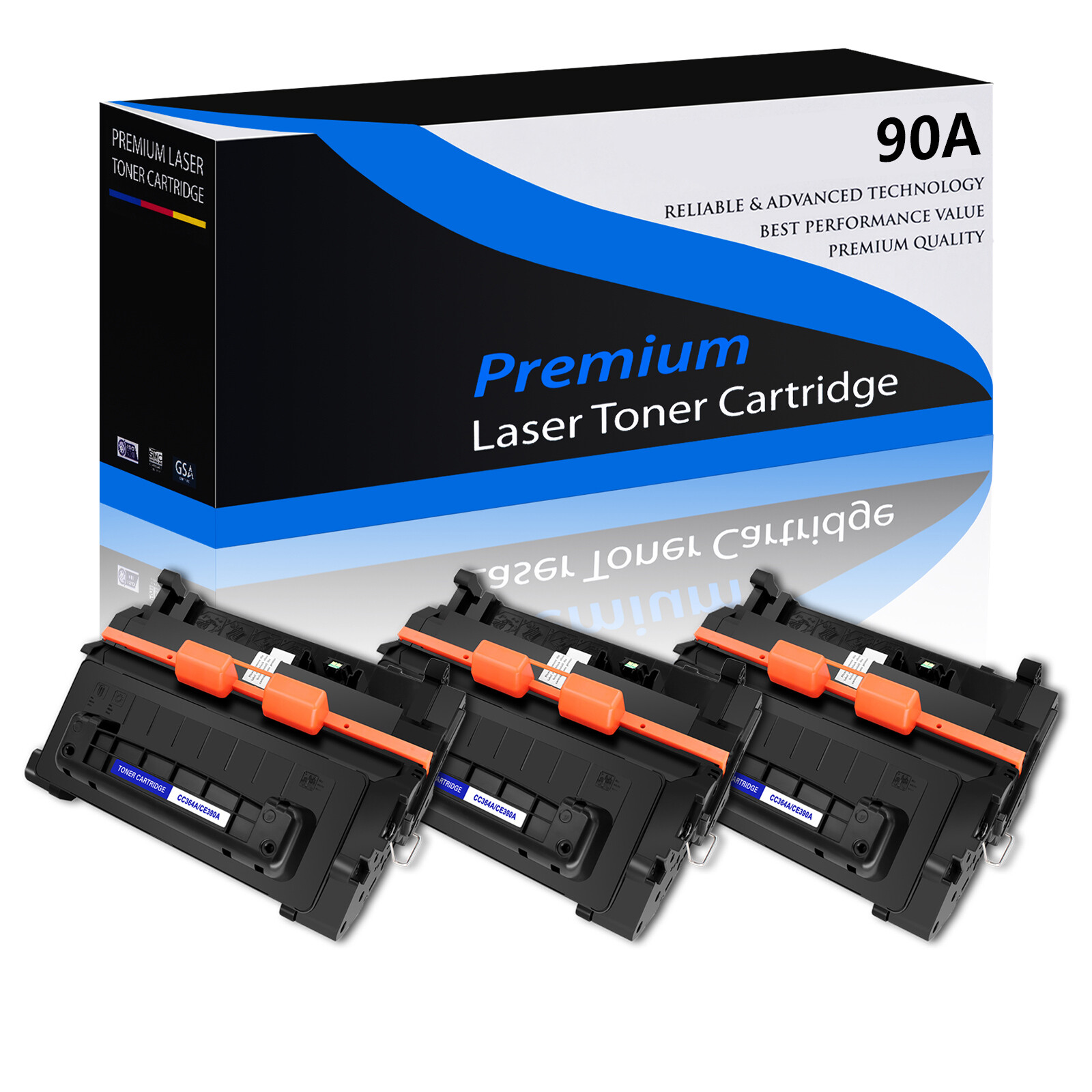 3 Pack for HP 90A CE390A Black Toner Cartridge LaserJet Enterprise 600 M4555