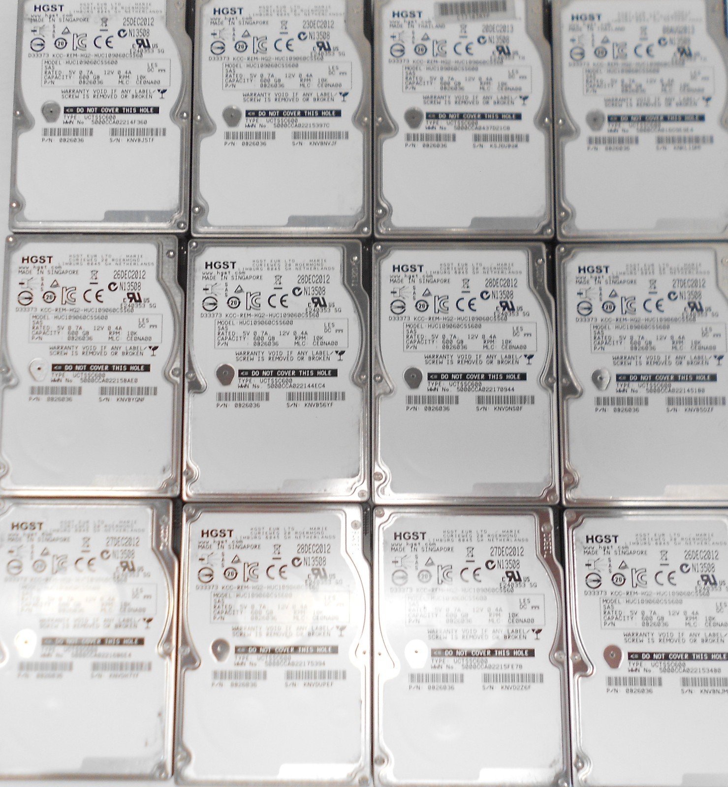 LOT OF 8 HGST HUC109060CSS600 600GB 10K SAS 2.5" 6Gbs Server Hard Drive Dell HP
