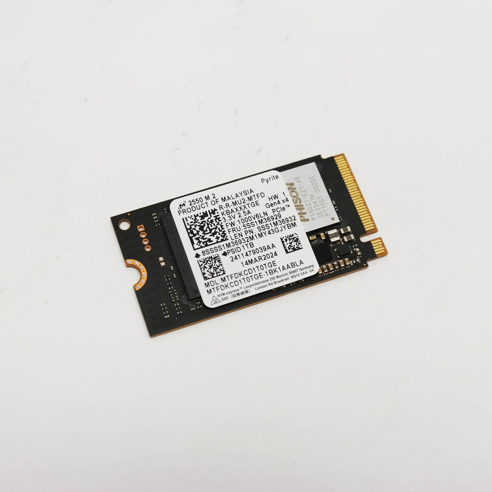 Micron 1TB M.2 2242 NVMe Solid State Drive 2550 series