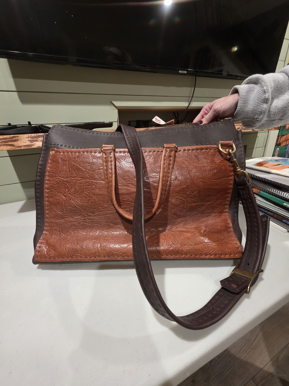 Handcrafted Genuine Leather Laptop Tote Bag