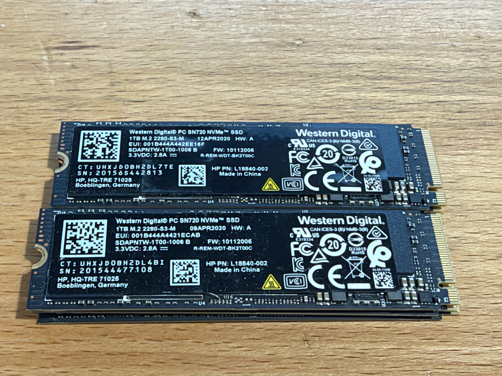 ** BULK LOT of 6 ** Western Digital 1TB SSD M.2 Laptop NVMe SN720 GEN3 x4