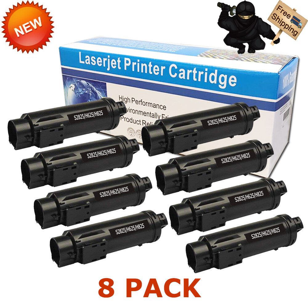 8 PK S2825 2825 BLACK Laser Toner For Dell H825 S2825cdn H625 H625cd H825cdw