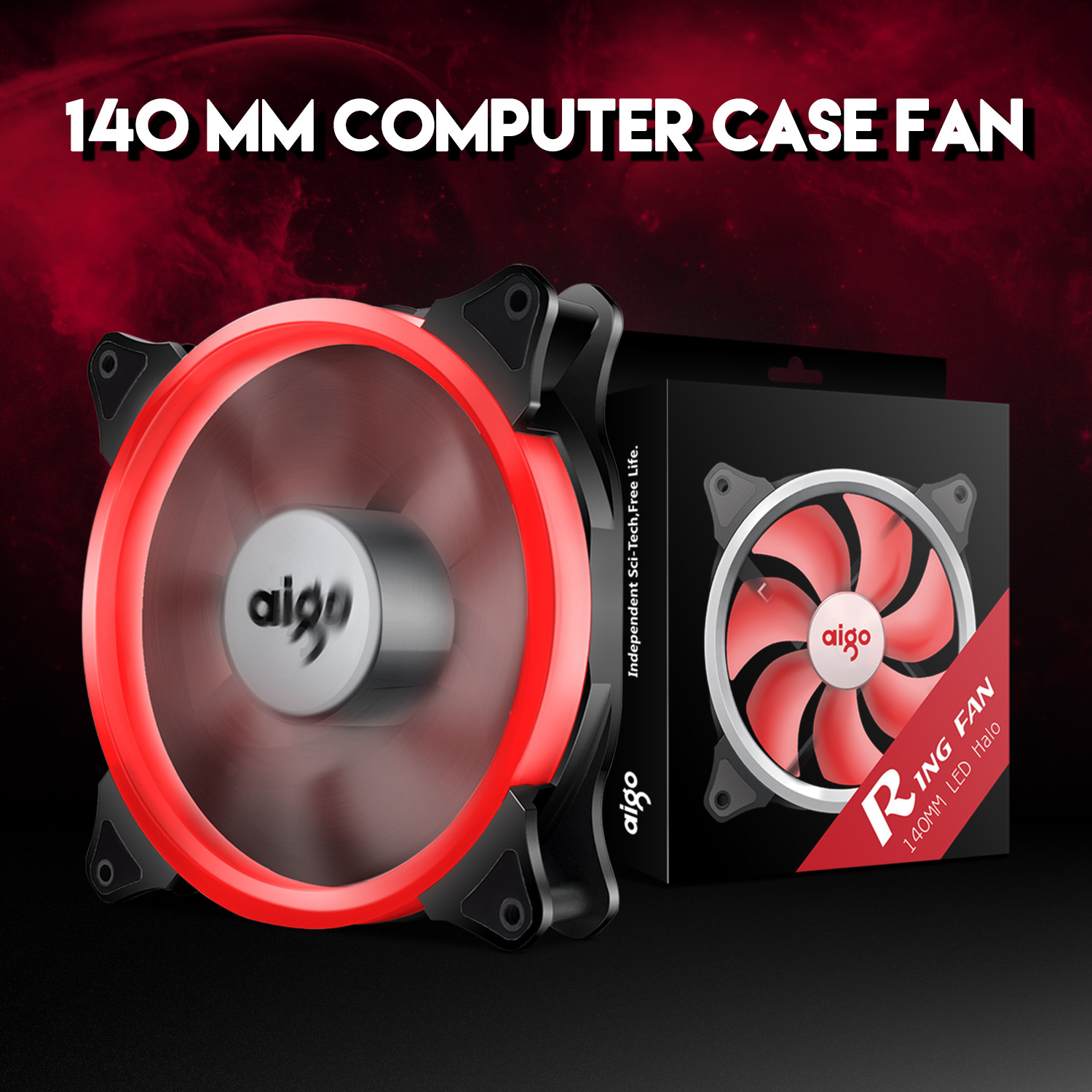 140mm Red LED Case Fan Silent Sleeve Bearing 3/4pin Desktop PC Fan Cooling