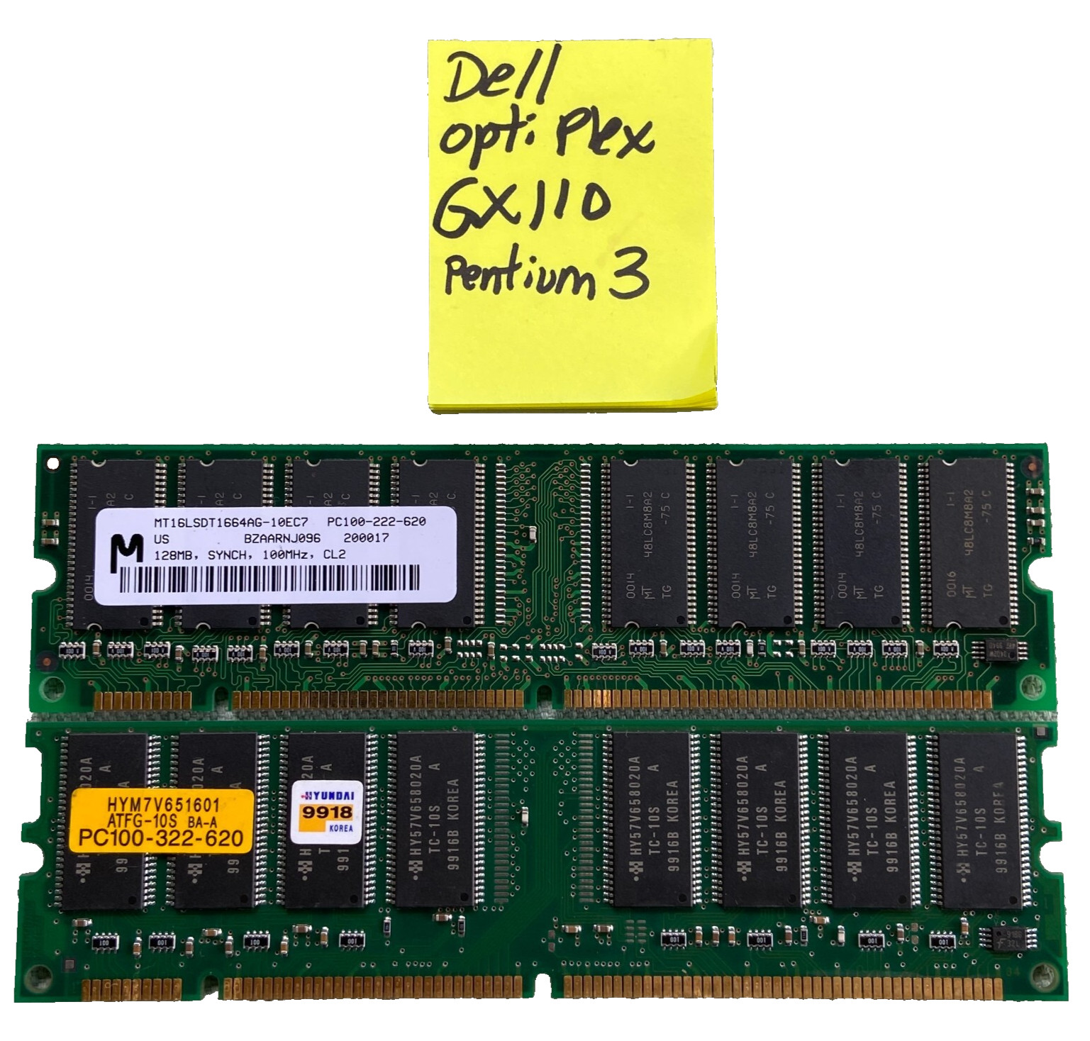 Dell Optiplex Memory Micron 128MB 100MHz PC100-222-620 322Hyundai SDRAM DIMM Lot