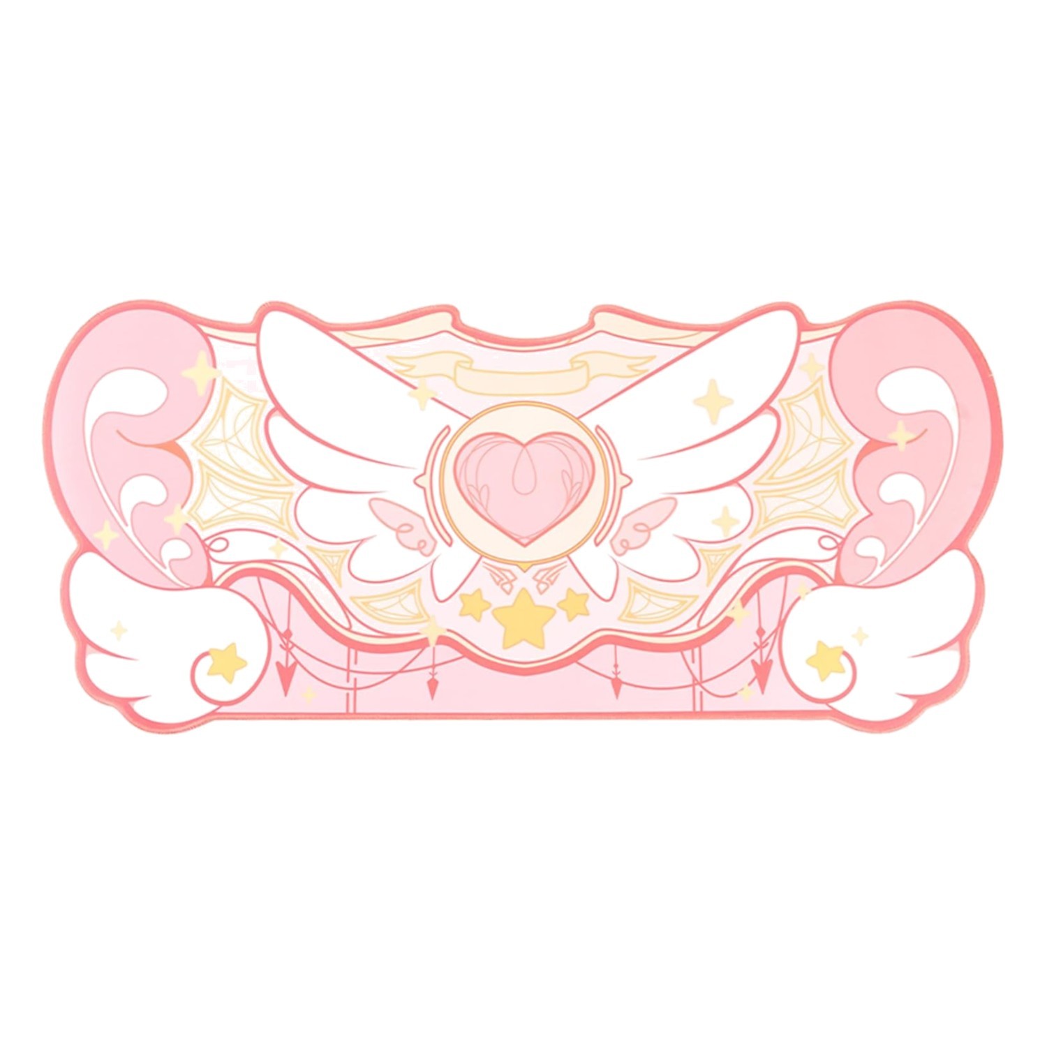 Waterproof Large Mouse Pad - Kawaii Pink Star Wings Design, Perfect for Gaming