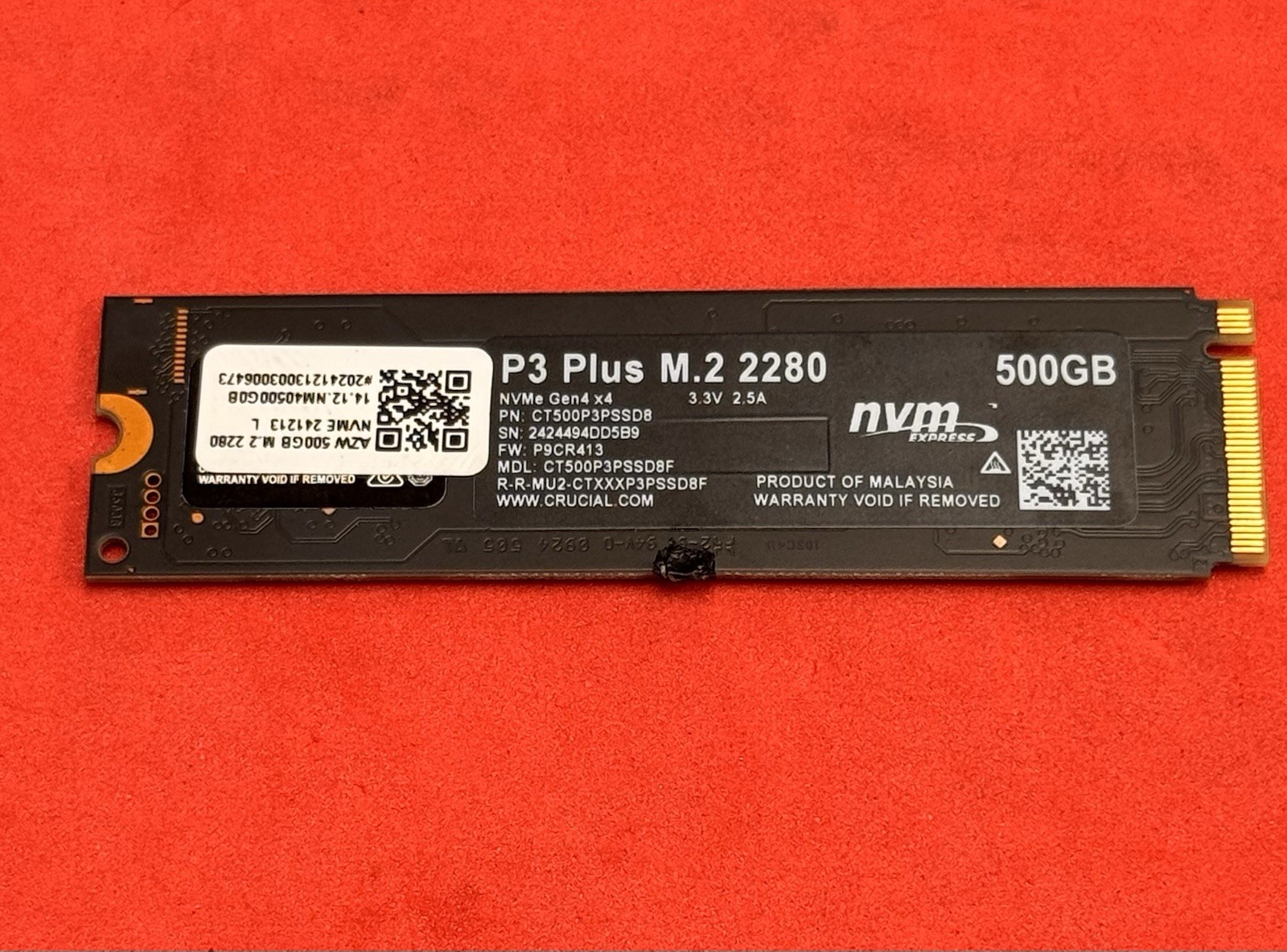 Crucial P3 Plus 500GB M.2 2280 NVMe Internal SSD CT500P3PSSD8
