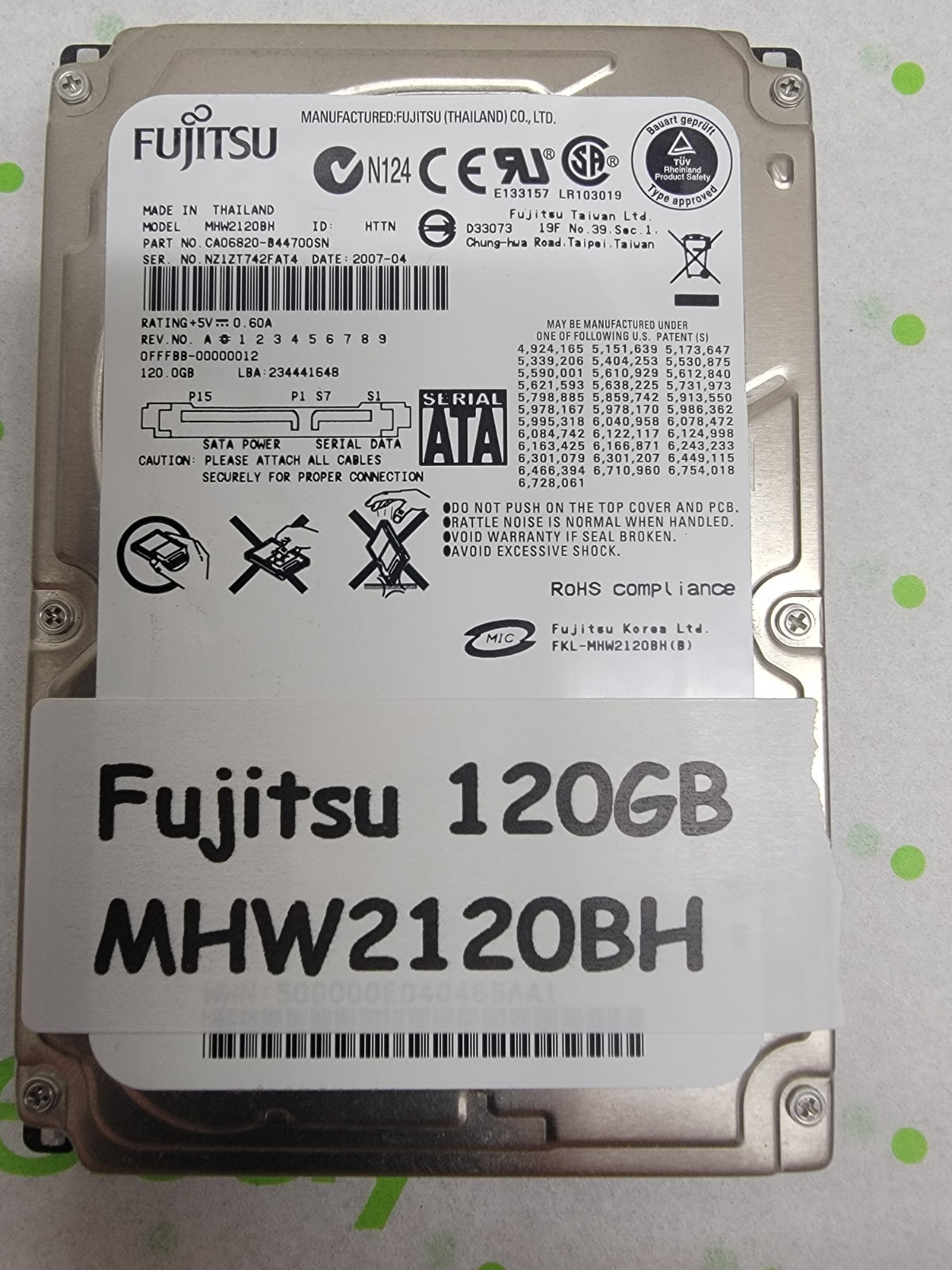 Fujitsu 120GB MHW2120BH 2.5" SATA Hard Drive Laptop HDD