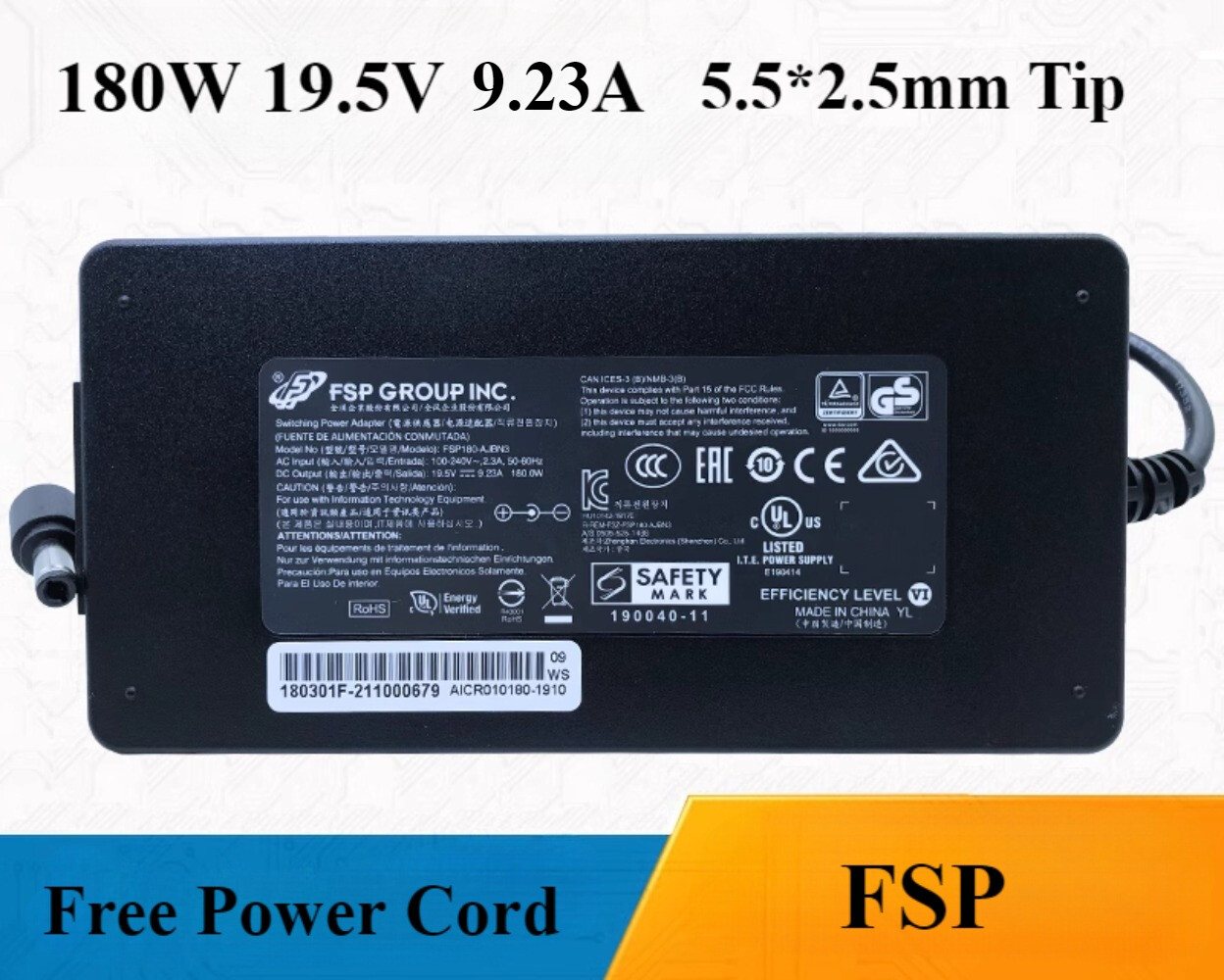 Genuine FSP 19.5V 180W Charger for Gateway 5.5*2.5mm Tip Power Supply AC Adapter