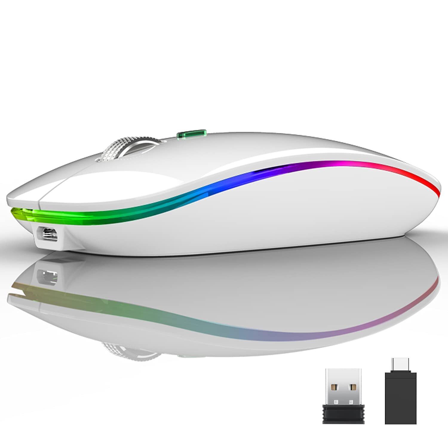 Uiosmuph LED Wireless Mouse G12 Slim Rechargeable Wireless Silent Mouse 2.4G ...