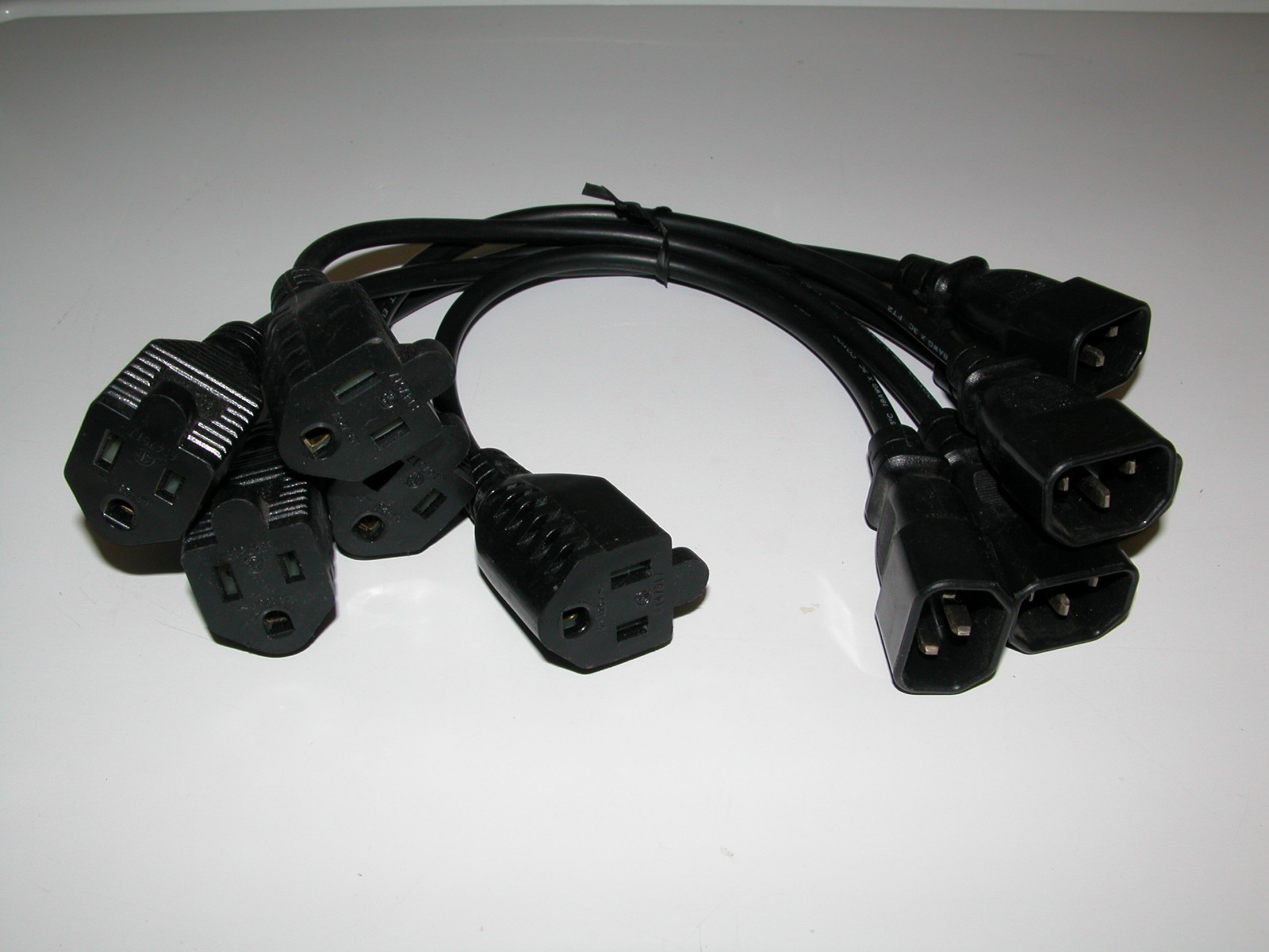 16AWG PDU Power Monitor Adapter Cord 1 ft C14 to 5-15R Qty 5, USA Seller, Quick