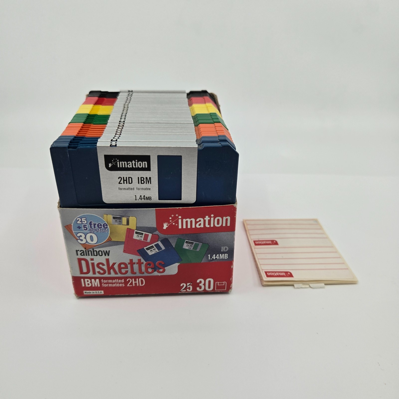 IBM PC Imation 2HD IBM 25 + 5 (30 Pack) Rainbow Color Diskettes 1.44 MB