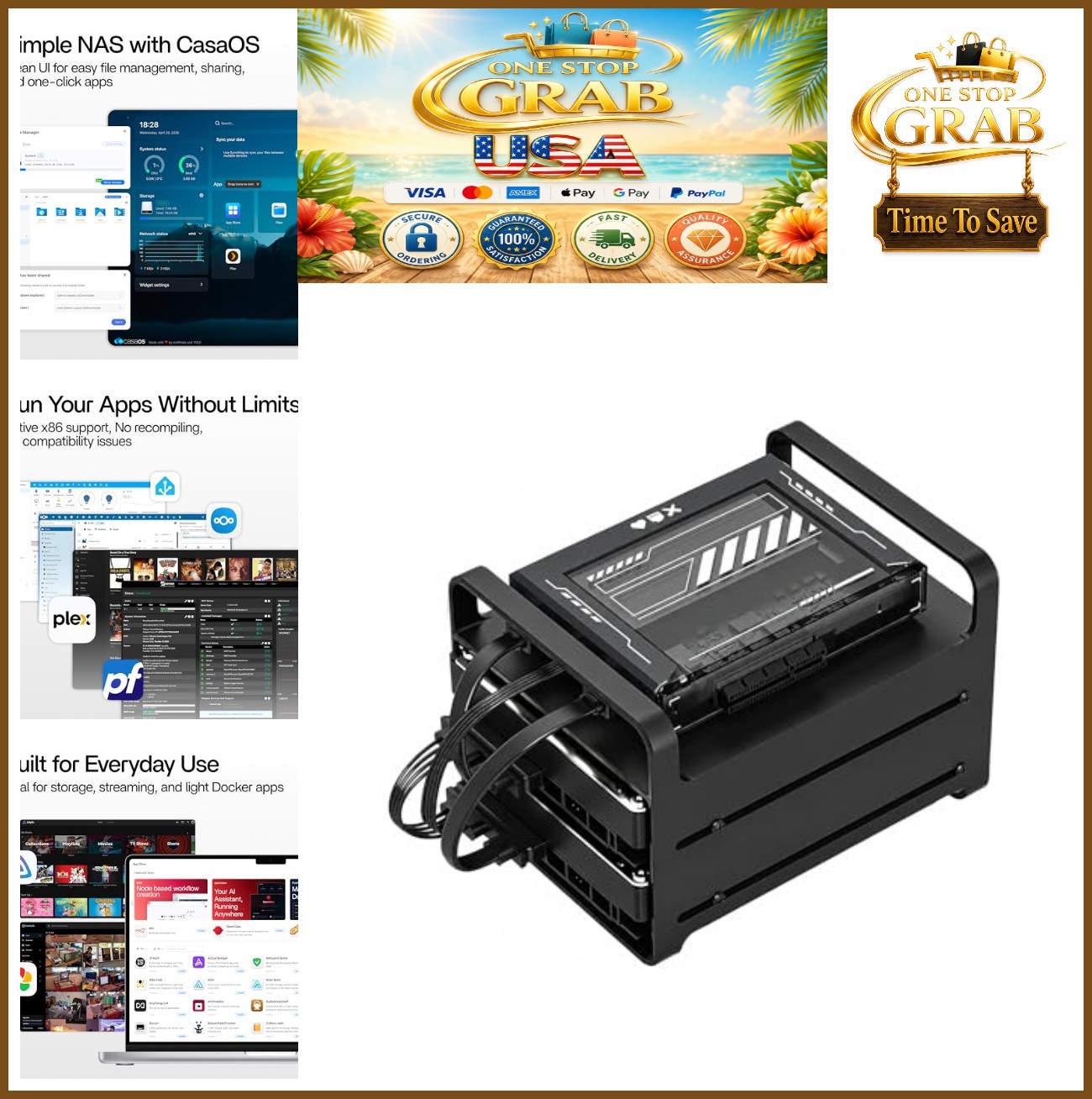 2 Bay DIY NAS Kit 7700 x86 Home Server Intel Quad-Core 16GB RAM