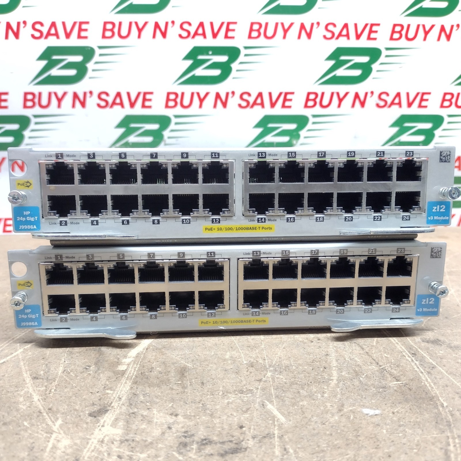 Lot of 2- HP Aruba J9986A 24 Port 10/100/1000BASE PoE+ MACsec v3 zl2 Module USED