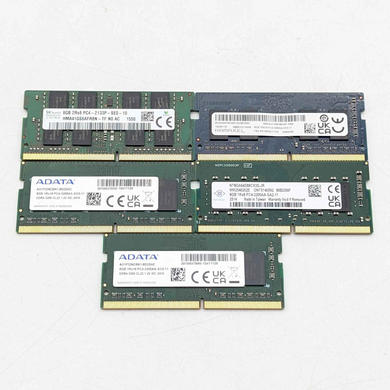 Assorted SK Hynix, Adata & More 40GB (5x8GB) DDR4 SO-DIMM PC4-3200 RAM