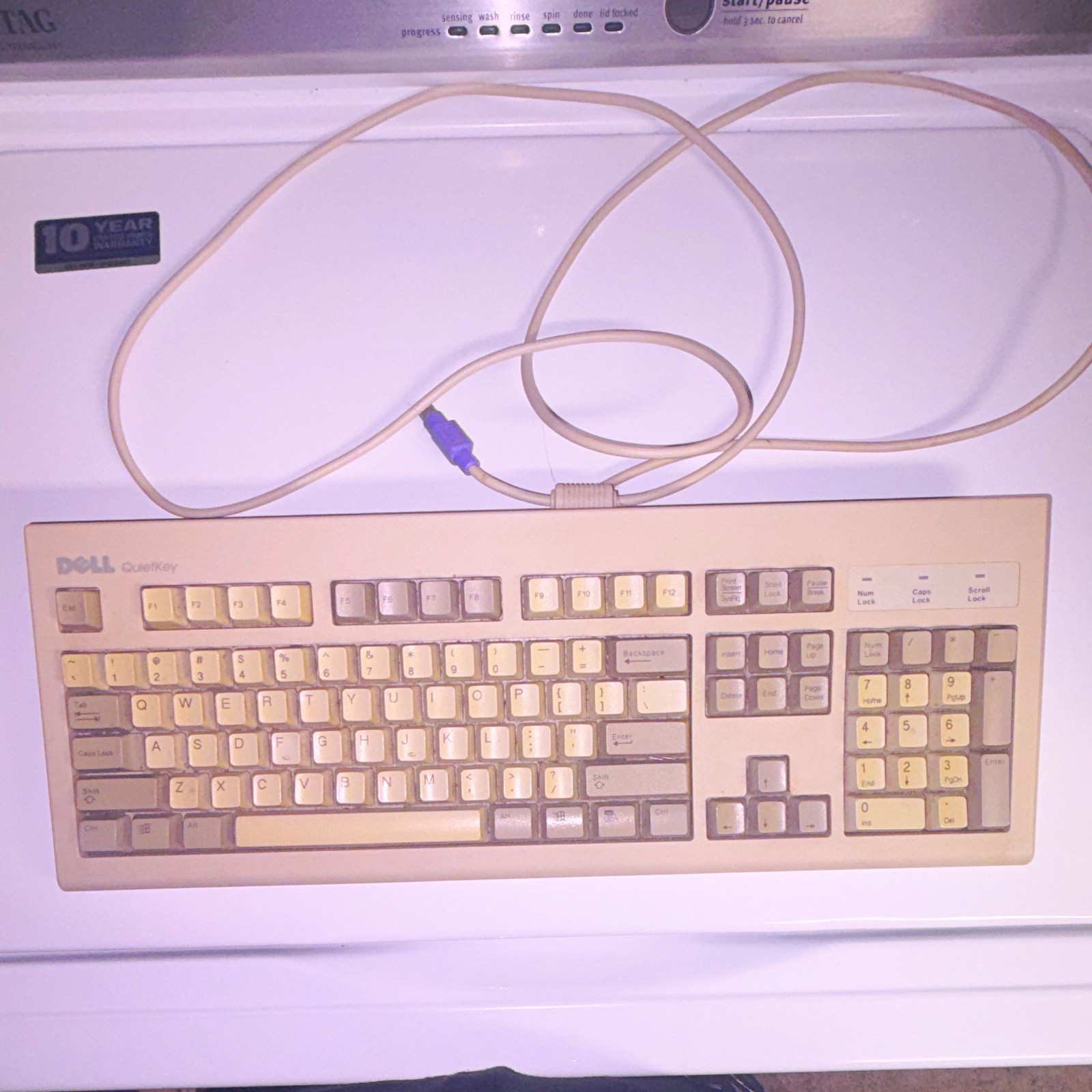 Vintage Dell QuietKey Keyboard SK-8000 Beige PS/2 Wired TESTED