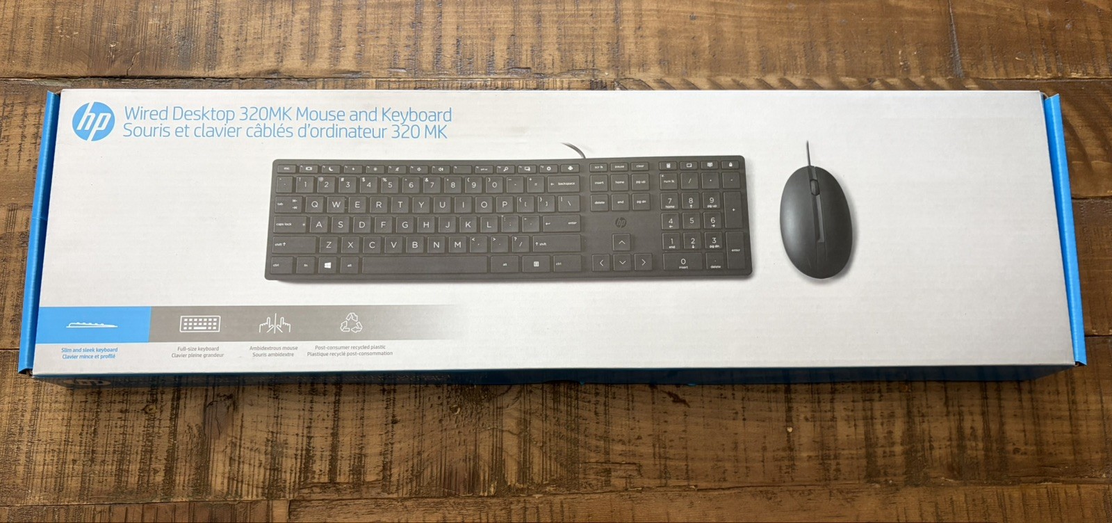 HP Wired Desktop 320MK Mouse and Keyboard USB (9SR36AA#ABA) - New Sealed
