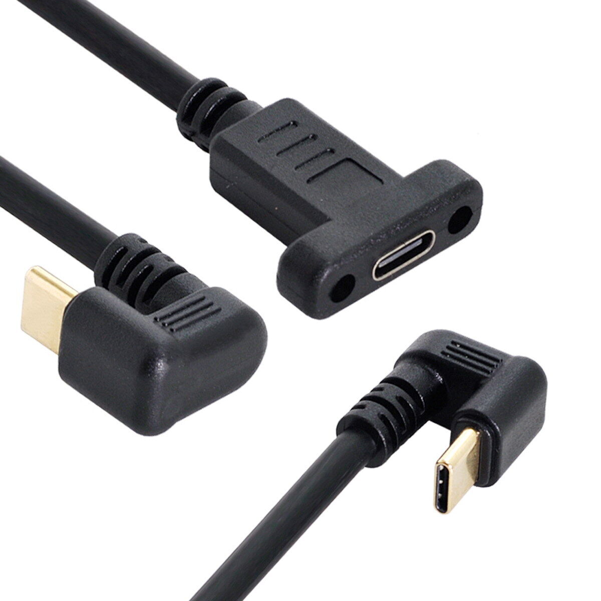 Cablecy USB-C USB 3.1 Type C U Shape Back Angled Male to Female Cable 180 Degree