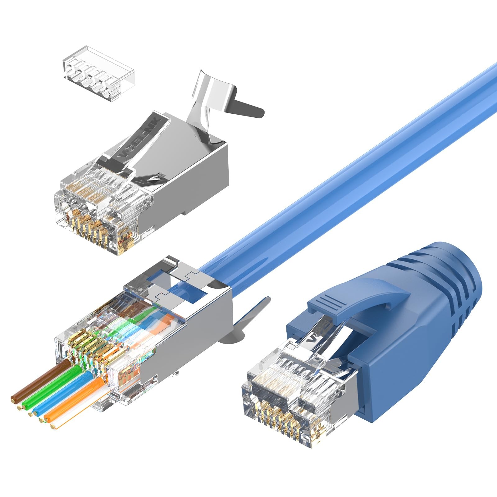 VCELINK CAT6A Connector, RJ45 Connectors Pass Through CAT6A CAT7 Shielded, UL-Li