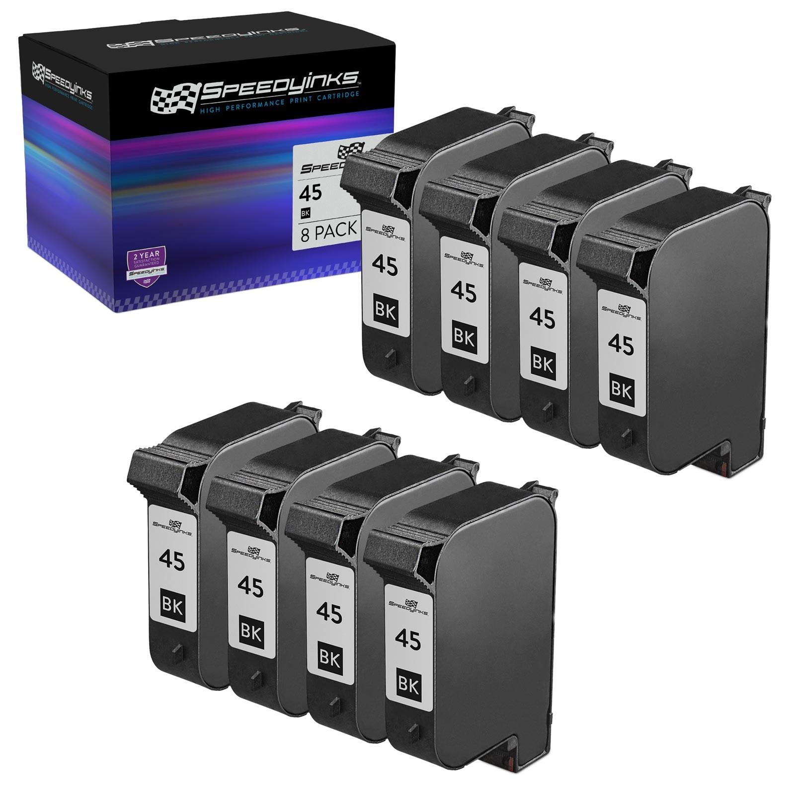 SPEEDYINKS Replacement for HP 45 / 51645A Black Ink Cartridge 8-Pack