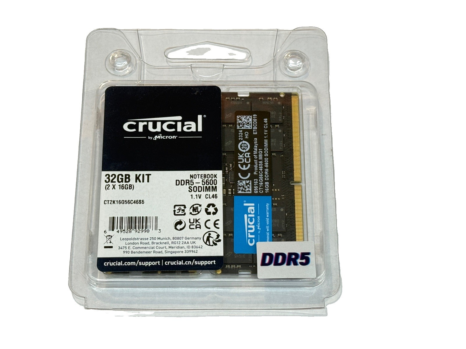Crucial CT2K16G56C46S5 32GB DDR5 RAM Kit 2x16GB SO-DIMM
