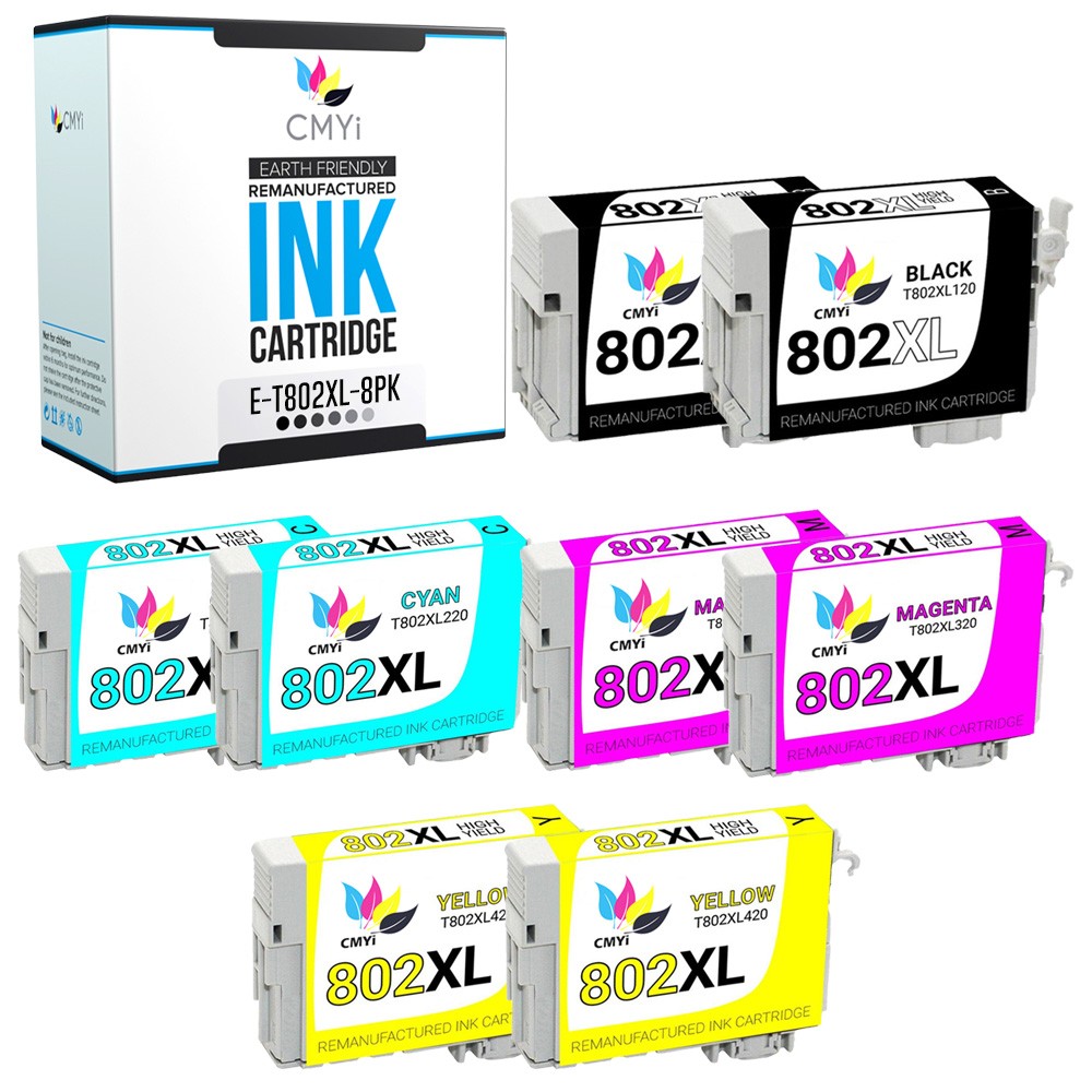 CMYi 8PK Replacement 802XL Cartridge for Epson WorkForce EC-4020 EC-4030 EC-4040