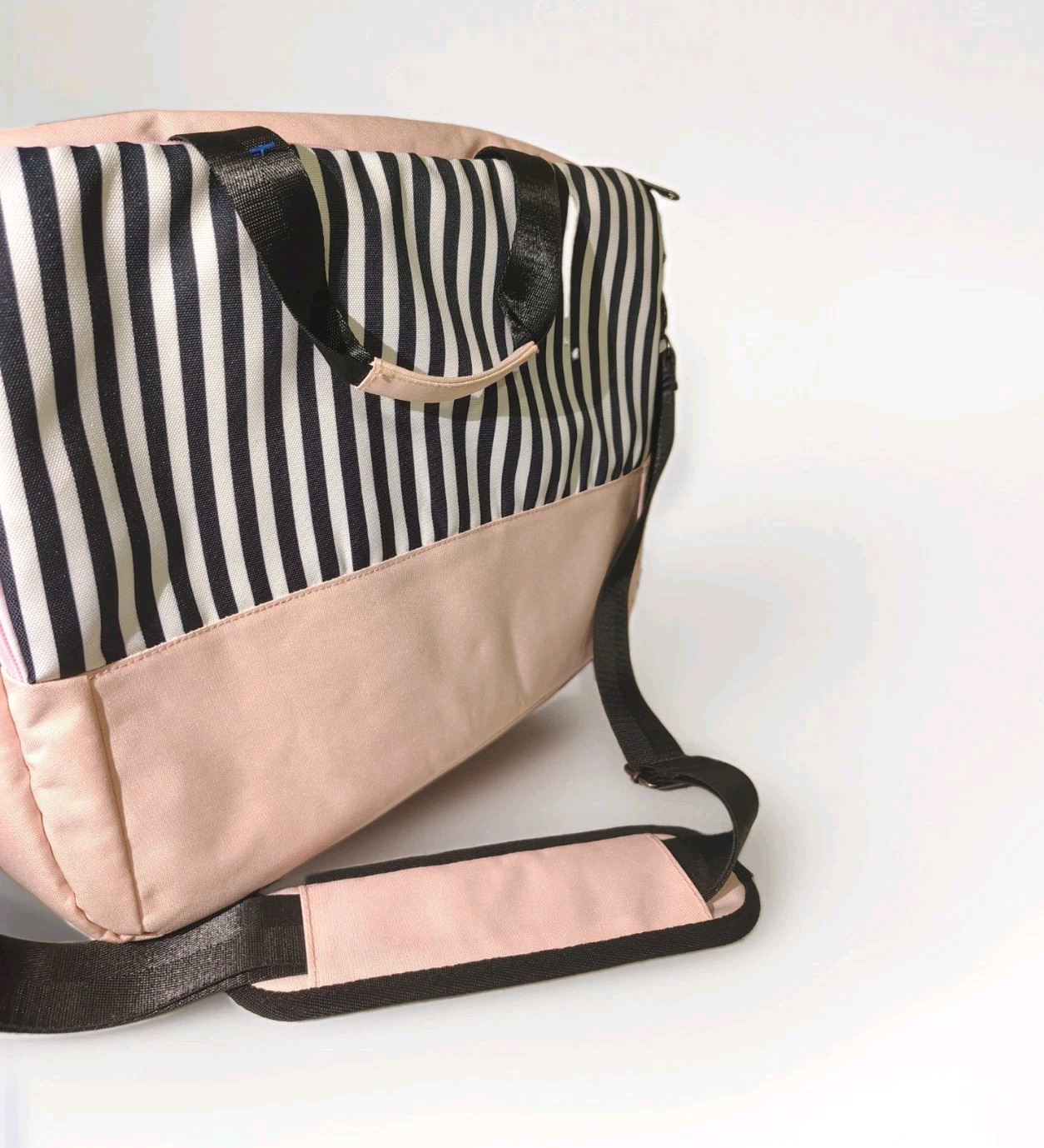 Lovevook Laptop Bag Pink, Black & White Stripes