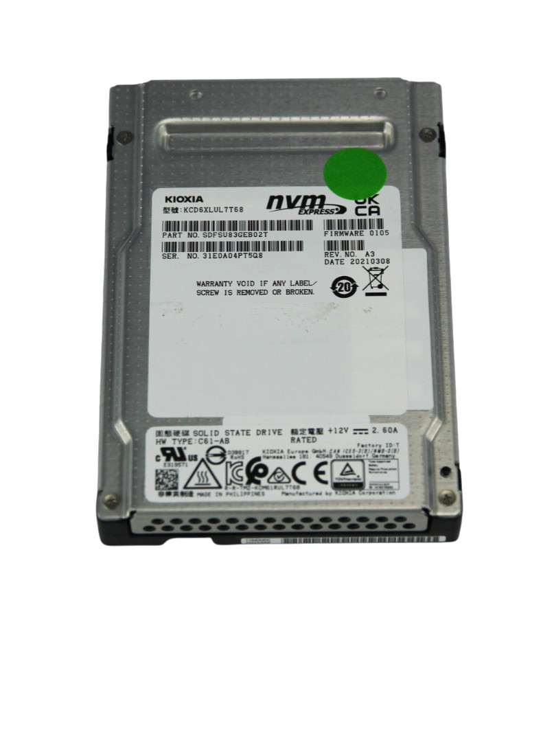 KIOXIA CM6 KCM6FRUL7T68 7.68TB PCIe Gen 4 NVME U.3 2.5" SSD