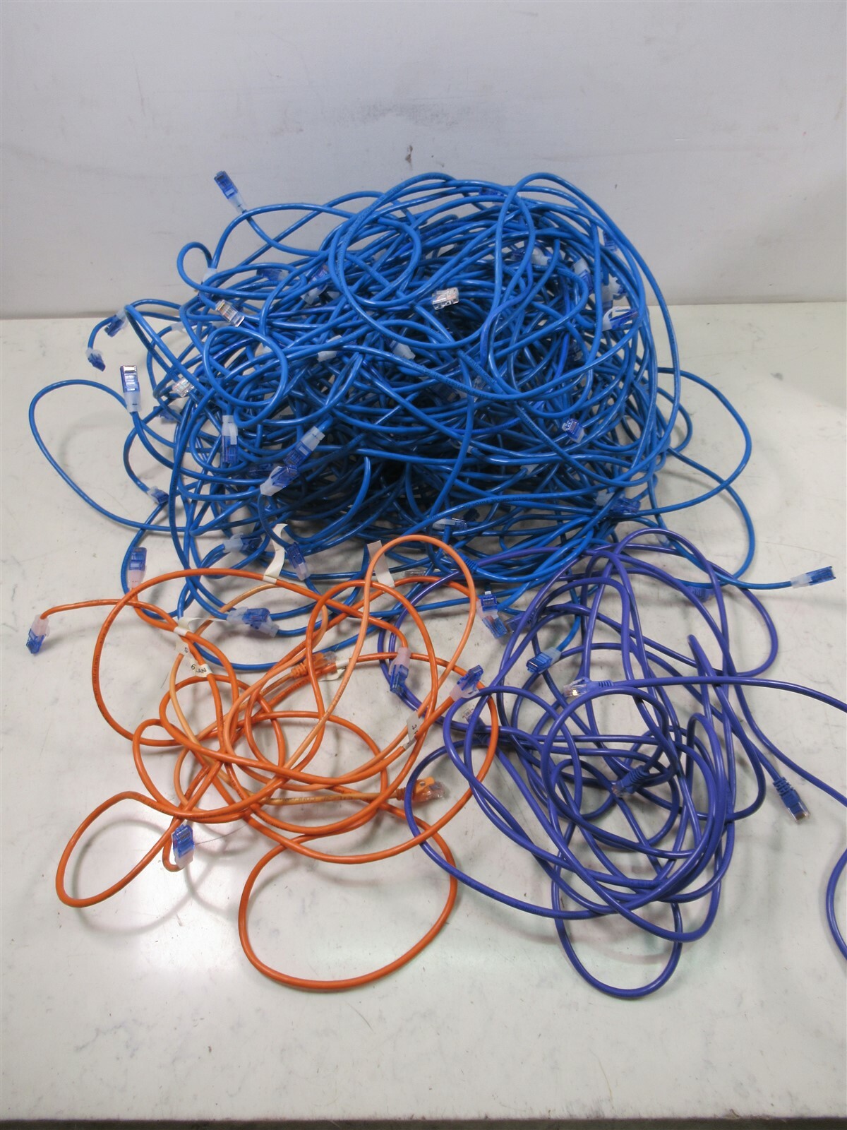 Lot of 50 ATP CAT5e Ethernet Cables RJ45 Blue, Orange & Purple