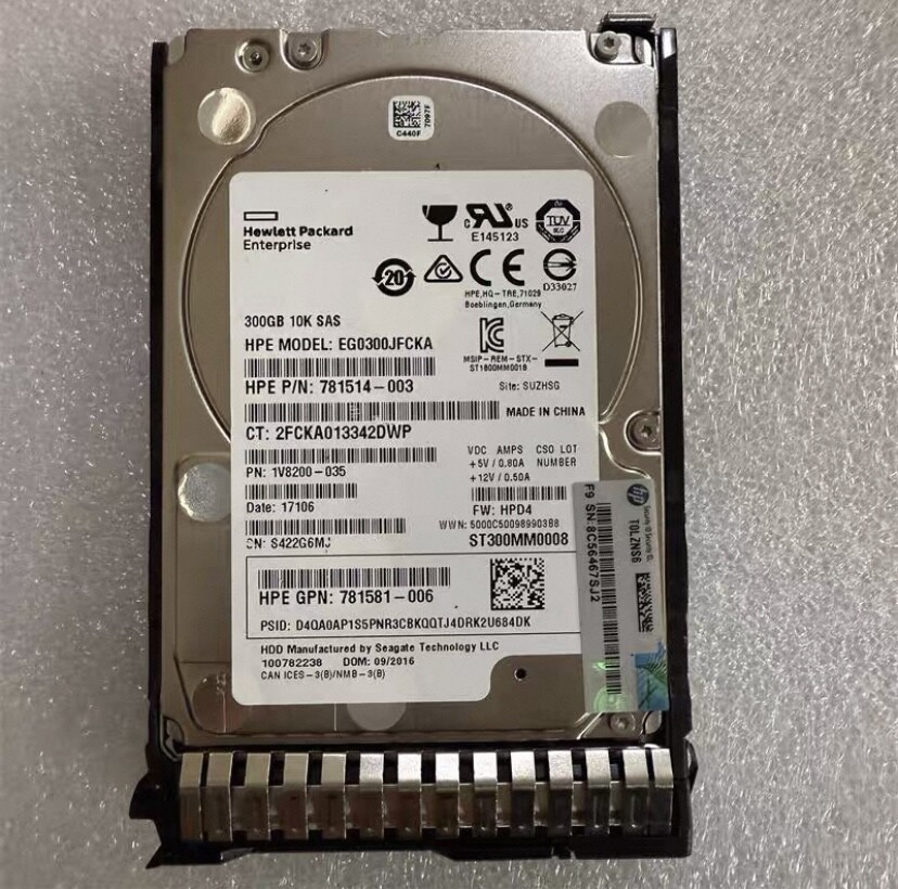 Compatible785067-B21 785410-001 768788-001 HPE 300GB 12G SAS 10K SFF 2.5"SC HDD
