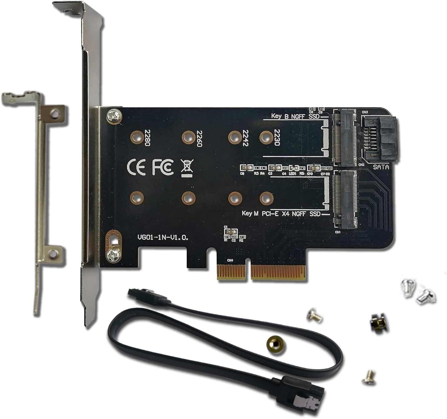 M.2 NVMe and SATA SSD PCIe Adapter - Supports Multiple Sizes - PCIe 4.0 X4 Card