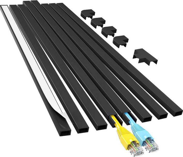 Yecaye Cord Hider 113in Black Cable Cover Wall Wire Organizer Self Adhesive